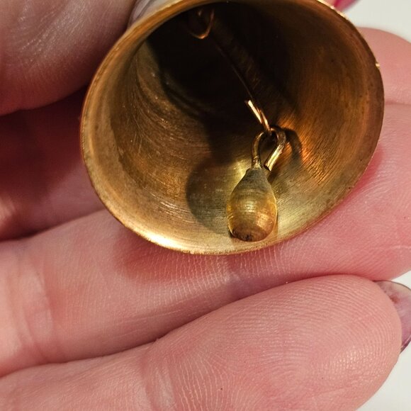 Miniature Cloisonné 1.25 inch Enamel Brass Bells Floral Motif Set of 3 Vintage - Picture 6 of 8